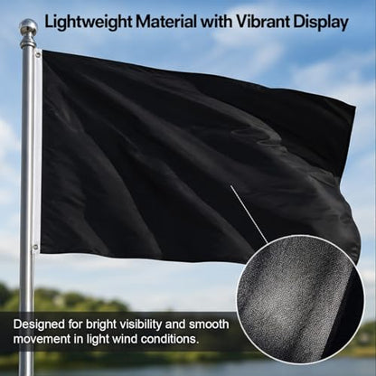 DMSE Solid Black Flag, 3x5 Flag, UV Resistant, Fade Resistant Material with Metal Grommets (3ft x 5ft), (Nylon), (Black) - color: Black, size: Nylon (3 x 5 ft)