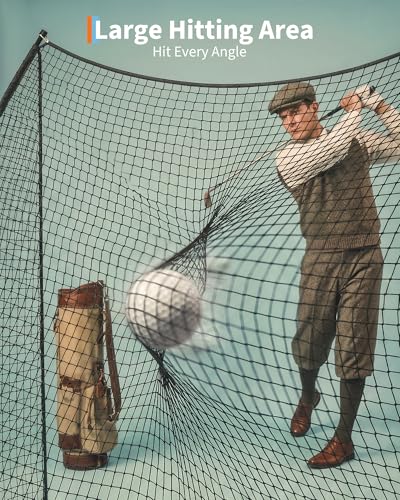 Golf Net 10x7FT, Portable Golf Practice Hitting Net for Backyard, Training Equipment with Carry Bag for Swing Chipping Training, Ideal for Outdoor Indoor, Black