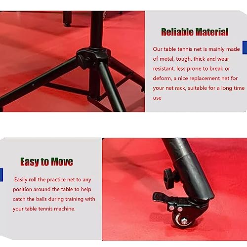 Table Tennis Ball Catch Net Portable Table Tennis Ball Catch Net，Large Ping Pong Practice Net with Wheels, Collection Net for Ping Pong Robots, Serves and Multi-Ball Training (Size : 148x200