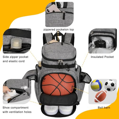 Goloni Basketball Backpack,Large Sports Bag with Ball Compartment & Shoe Compartment, Best for Basketball, Soccer
