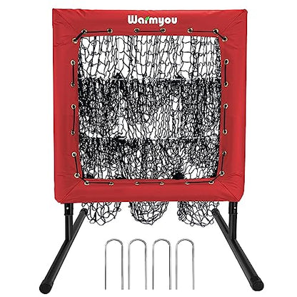 Pitching Net, Portable 9 Hole Baseball & Sotball with Strike Zone - Height Adjustable Easy Setup for Indoor/Outdoor