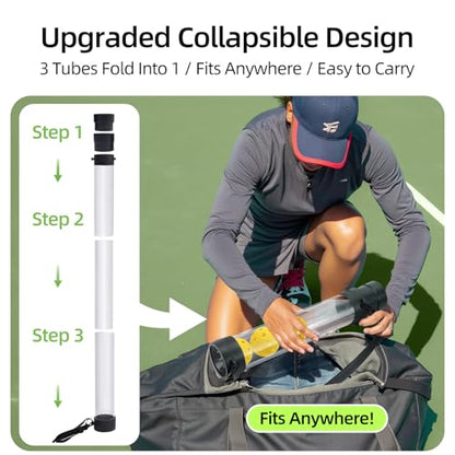 17 Balls Collapsible Pickleball Ball Retriever, Tennis Ball Retriever, Pickleball Pickup Tube with Shoulder Strap, Lightweight & Durable Ball Retriever for Easy Pickup, Collection, Carry, Storage