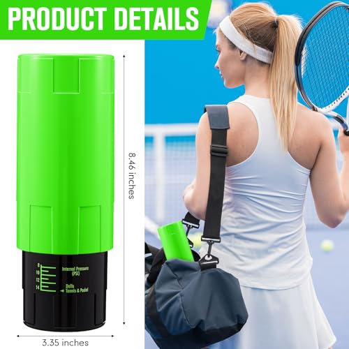 Soulchen Tennis Ball Pressurizer - Tennis Ball Storage Canister Holds 3 Balls Under 14 Psi Pressure, Reusable Stuff for Bounce Retention, Lightweight & Durable - color: Green
