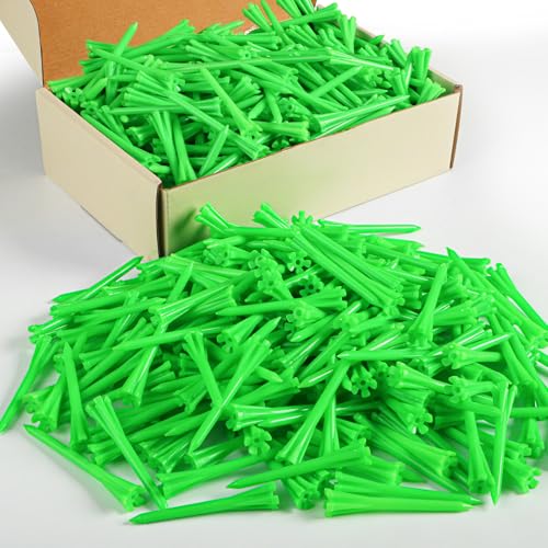 FINGER TEN Golf Tees Plastic Unbreakable Easy to Find Bulk Value 200/500/1000 Count, 2 3/4 3 1/4 Inch Tee Driving Range Reduce Friction, Green Red White USA Flag Practice - color: Green, size: 500 Count (2 3/4 Inch)