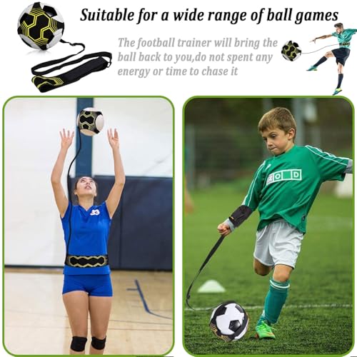 Football Kick Trainer, Soccer/Volleyball/Rugby Trainer Hands-Free Adjustable Solo Soccer Practice Aid Throw Training Equipment for Kids Adults Ball Sizes 3, 4, 5 - color: 4 Straps