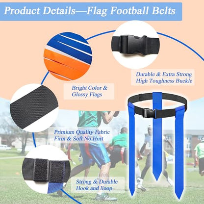 Flag Football Belts, 6/14 Players Game Kit with flags for Youth and Adults Indoor & Outdoor Training Equipment