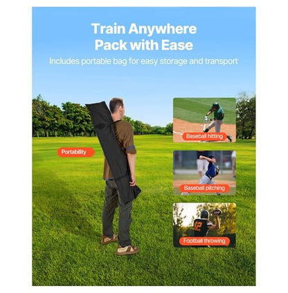 8 x 8 ft Football Trainer Throwing Net, Training Throwing Target Practice Net with 6 Target Pockets, Knotless Net Includes Straps and Portable Carry Case, Improve QB Throwing Accuracy, Red