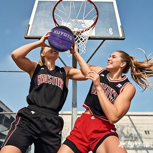 KUYOTQ 3LBS/3.3LBS/2.2LBS Weighted Heavy Training Basketball 29.5/28.5" in and Outdoor Improving Handling Dribbling Passing Rebounding Skill Composite Size 7/6 Weighted Training Basketball Equipment - color: Black+Purple, size: Size 7 Adult - 29.5"-3LBS