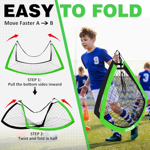 BOHEN 6x4 FT Kids Soccer Goals with Carry Bag, Portable Folding Soccer Net for Backyard Training, Indoor/Outdoor Use for Youth and Adult