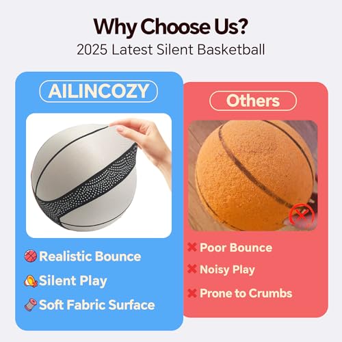 Covered Silent Basketball, Fabric Cover Soft Foam Airless Basketball, High Bounce, Noise-Free Training Ball