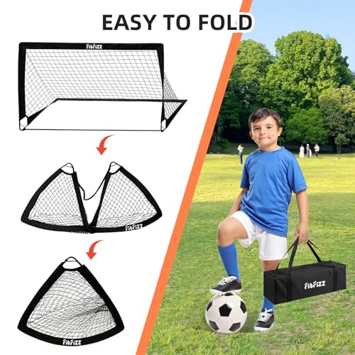 Soccer Goal, Soccer Goals for Backyard, 6x4ft Portable Pop Up Soccer Net Set, Soccer Training Equipment with Soccer Ball, Ladder and Cones - color: Black