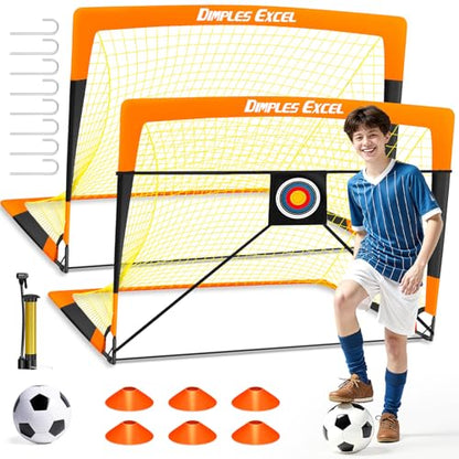 Dimples Excel Soccer Goals Kids Net for Backyard 7x5, 5x3.6, 4x3, 3x2.2 FT - style: 4x3 FT, 2 Set