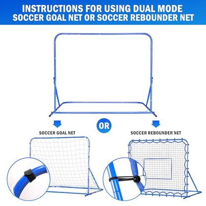 Soccer Baseball Rebounder Net, Soccer Goal Net, Volleyball Softball Rebound Pitchback Net Quick-Switch Angle Training for Control, Passing Practice, Bounce Back Rebounder Goals Gifts Trainer Equipment - size: 5FTx4FT