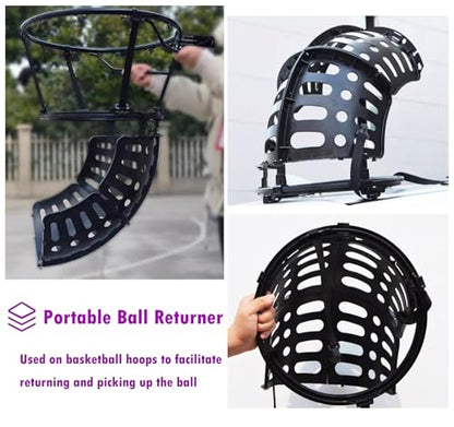 Basketball Hoop Returner Shot Return Apparatus Attachment Easy to Set Up Catcher Hanging Rebounder Ball for Efficient Shooting
