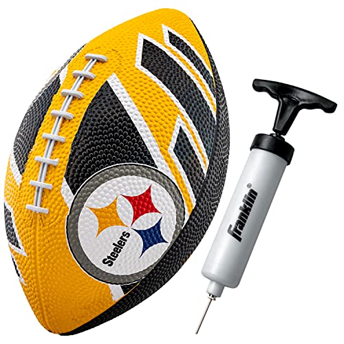 Franklin Sports NFL Team Footballs - Rubber Youth Mini Balls for All Teams - Kids 8.5" Football + Air Pump Sets - Official NFL Licensed - style: Pittsburgh Steelers