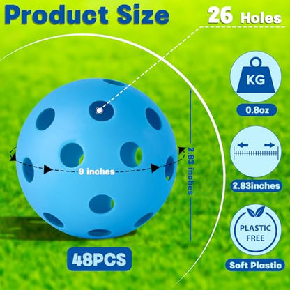 Coopay 14/48 Pack Practice Baseball Softball, Plastic Training Balls Lightweight Hollow Limited Flight Softballs for Hitting, Pitching, Batting Training Indoor Outdoor Use - color: Blue, style: 48 Pack