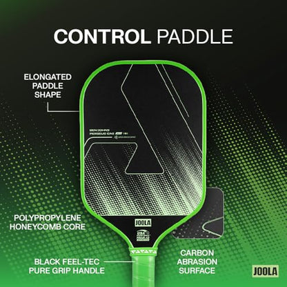 JOOLA Ben Johns CAS 16mm Carbon Fiber Pickleball Paddle - CAS Surface Tech - Control & Power Paddle - USAP Approved - Aero Curve - Feel-Tec Pure Grip - NFC Chip - color: Jolt Green, size: Perseus