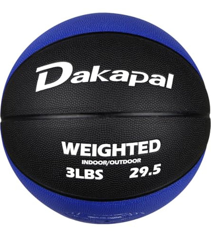 Dakapal Weighted Heavy Training Basketball, Size 7 Black 2.2LBS/3LBS/3.3 LBS Weight PU Durable for Trainer and Dribbling Passing, Indoor and Outdoor Usage