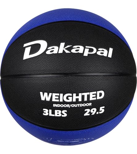 Dakapal Weighted Heavy Training Basketball, Size 7 Black 2.2LBS/3LBS/3.3 LBS Weight PU Durable for Trainer and Dribbling Passing, Indoor and Outdoor Usage