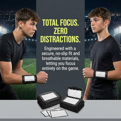 11 Pack Football Wristbands for Plays - Triple Window Playbook Wrist Coach Quarterback Armband - QB Play Calling Wristbands for Flag Football Tackle Baseball - Elastic Cotton Sports Arm Bands