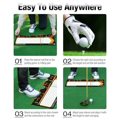 Golf Training Mat for Beginners Posture Assistance and Entry-Level Stance Corrector Trainer with Golf Training Aid