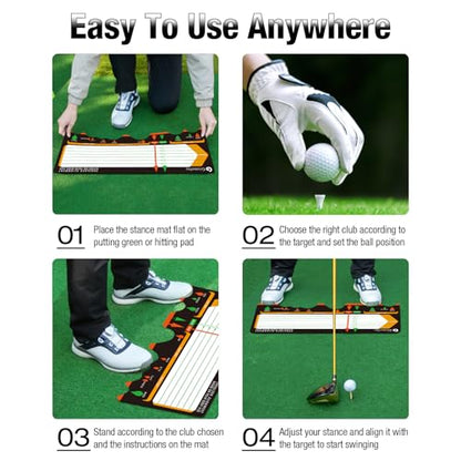 Golf Training Mat for Beginners Posture Assistance and Entry-Level Stance Corrector Trainer with Golf Training Aid