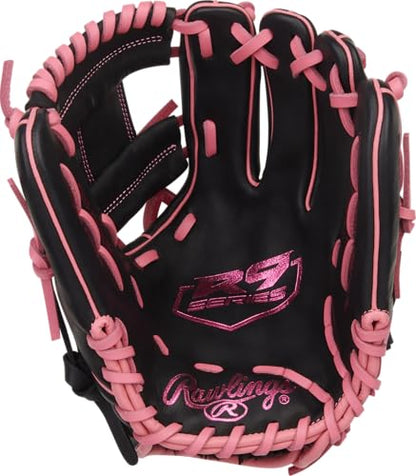 Rawlings | R9 Series Baseball Glove - color: Black / Pink | Pro I Web, size: 11.5"