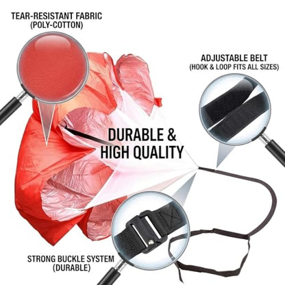 Football Kick Trainer Parachute Resistance with Adjustable Waist Strap for Youth Field, Backyard, Speed and Power Drills - color: Red