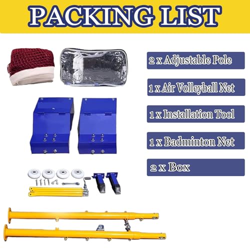 Volleyball Poles,Portable Volleyball Poles for Backyard,Badminton Net Set with Wheels Indoor Volleyballs/Badminton Poles & Nets Adjustable Height,for Adults Youth Kids Stadium