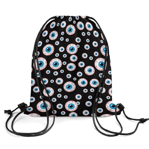 Beam Bag Large Capacity Drawstring Backpack for Volleyball Baseball Sports Workout Gear Travel Men Women, Trippy Eyeballs Pattern Bags - color: Picture (374)