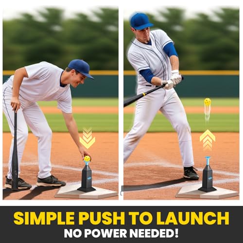 Portable Hitting Tee for Baseball & Softball, Adjustable Height Up to 40 Inches Baseball Pitching Machines with 12 Balls for Swing Practice Without a Pitcher Hitting, Batting Tee Training Equipment