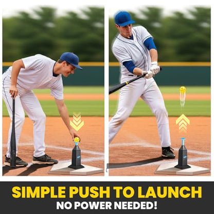 Portable Hitting Tee for Baseball & Softball, Adjustable Height Up to 40 Inches Baseball Pitching Machines with 12 Balls for Swing Practice Without a Pitcher Hitting, Batting Tee Training Equipment