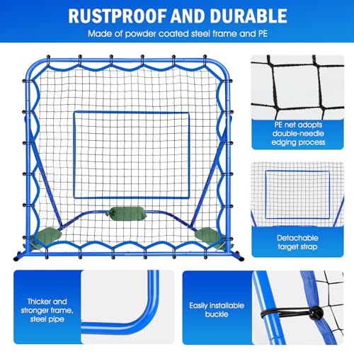 Soccer Baseball Rebounder Net, Soccer Goal Net, Volleyball Softball Rebound Pitchback Net Quick-Switch Angle Training for Control, Passing Practice, Bounce Back Rebounder Goals Gifts Trainer Equipment