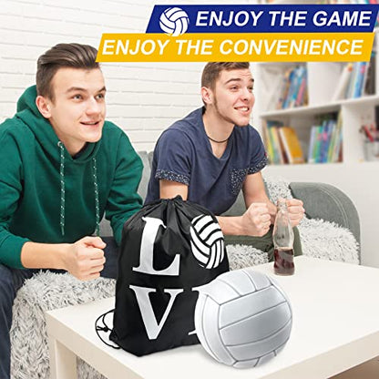 Reginary 24 Pcs Volleyball Drawstring Backpack Volleyball Gift Bags Cinch Sport Gym Travel Sack Bag for Men Women (Black)