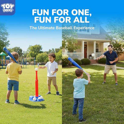 TOY Life T-Ball Set for Toddlers Ages 3-5 – Kids Baseball Set with Bat, Tee and 6 Balls – Outside Toys & Birthday Gift for 3, 4, 5, 6, 7, 8 Year Old Boys - size: Tee & Bat