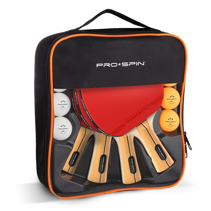 PRO-SPIN Ping Pong Paddles - High-Performance Set with Premium Table Tennis Rackets, 3-Star Ping Pong Balls, Compact Storage Case | Professional Quality Ping Pong Paddle Set | Indoor & Outdoor Games