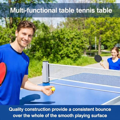 Pinkunn Table Tennis Table Portable Foldable Tables Tennis Game Set with 2 Tabled Tennises Paddles 10 Tabled Tennises Ball and 1 Net Height Adjustable Compact Storage Fit in Most Closet(4 x 2 ft)