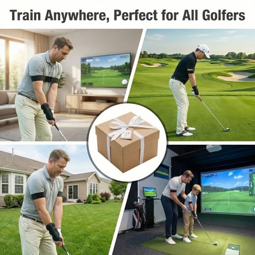 2-in-1 Golf Swing Training Aid with Arm Band & Wrist Strap, Lightweight Golf Practice Kit to Improve Swing Form and Wrist Position for Beginners