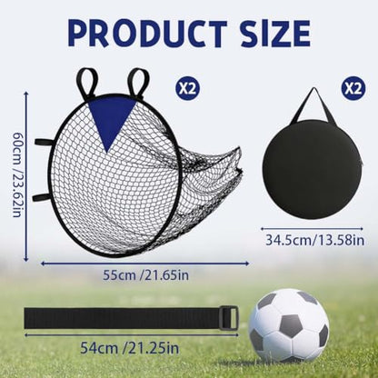2PCS Top Bins Soccer Goal Target with Carry Storage Bag for Passing Volley Shooting Accuracy Practice Soccer Training Easy to Attach Detach Football Target Net Practice Equipment Trainer Gift