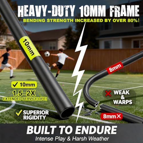 Pro-Grade Kids Backyard Soccer Goal, Tear-Resistant 5-Layer Polyester Soccer Net & 10mm Poles for Maximum Durability, 4x3ft/6x4ft/7x5ft, Pop Up Portable Soccer Training Equipment Set with Size 4 Ball - size: 4 ft x 3ft, style: Green Black