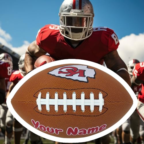 Personalized Customized Football - Official Size 9 Leather Footballs with Team Logo + Your Name - Football Fans Gift - color: II-Green Bay Packers