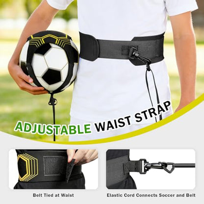 Soccer Kick Trainer with Adjustable Waist Belt, Solo Soccer Training Equipment for Kids and Adults, Kick Back Practice for Dribbling Passing Shooting, Fits Ball Sizes 3 4 5