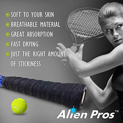 ALIEN PROS Tennis Racket Grip Tape - Precut and Dry Feel Tennis Grip - Tennis Overgrip Grip Tape Tennis Racket - Wrap Your Racquet for High Performance - color: Purple 12-Pack
