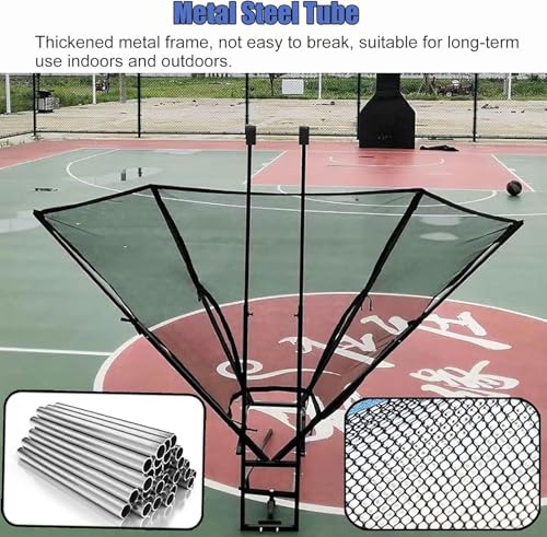 Hanging Basketball Return，Basketball Shot Returner,Inside Outside Hanging Basketball Hoop Return Attachment Lightweight Basketball Shooting Trainer Aid, Portable Basketball Rebounder Net Bal