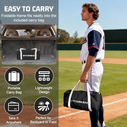 Storgem 6'X6' Baseball Softball Practice Net, Portable Baseball Net for Batting, Hitting, Pitching and Fielding, with Carry Bag, Strike Zone and Bow Frame, Great for Kids Adult Youth