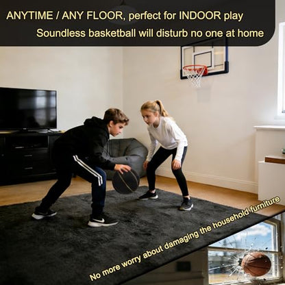 Silent Basketball Size 7 (29.5"), Soft Foam Noiseless Basketball for Indoor Quiet Dribbling Training, Non-Vacuum Grooved Airless Bouncy Basketball for Release Energy at Home