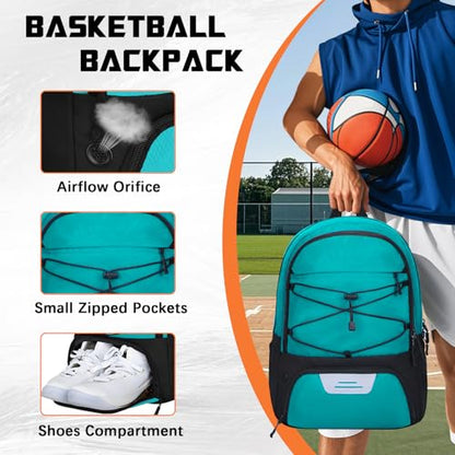 Goloni Soccer Backpack Bag with Separate Ball & Cleat Shoe Compartment,Sports Gym Backpack for Teen Girls Boys Men Women Kids - color: Lake Blue