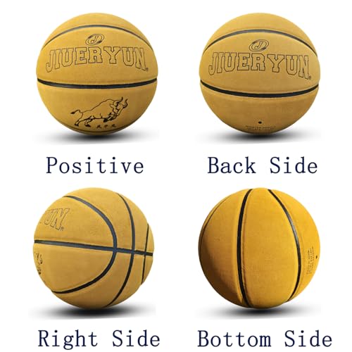 Professional Top-Grain Cowhide Basketball, Indoor Game Leather Ball for Competition & Training - color: Yellow