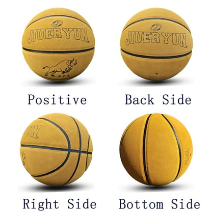 Professional Top-Grain Cowhide Basketball, Indoor Game Leather Ball for Competition & Training - color: Yellow