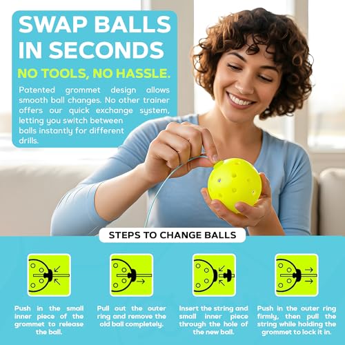 Dink’r Pickleball Trainer – Fun & Easy Way to Play Anytime, Anywhere | Practice at Home | Great Gift for Beginners, Families & Pickleball Fans | No Partner Needed, Under the Cost of One Court Rental - color: NEW: 3-Ball Easy-Adjust Trainer